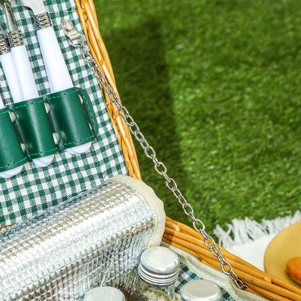 Picknickkorb für 2 Personen mit Kühlfach und Besteckset Weide