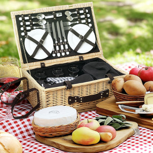 Picknickkorb für 4 Personen mit Kühlfach und Besteckset Weide
