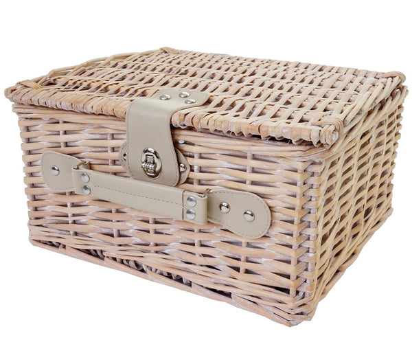 Picknickkorb Set für 4 Personen mit Kühlfach, beige, Porzellan