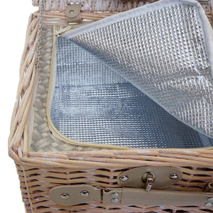Picknickkorb Set für 4 Personen mit Kühlfach, beige, Porzellan