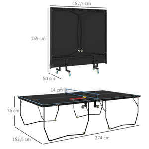 PingPong Tischtennistisch 274x152.5x76cm mit Netz und Rollen klappbar