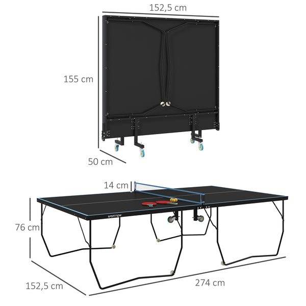 PingPong Tischtennistisch 274x152.5x76cm mit Netz und Rollen klappbar