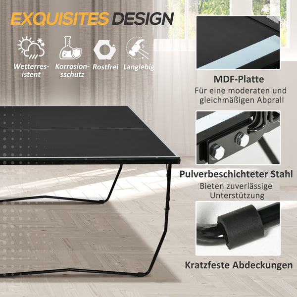 PingPong Tischtennistisch 274x152.5x76cm mit Netz und Rollen klappbar