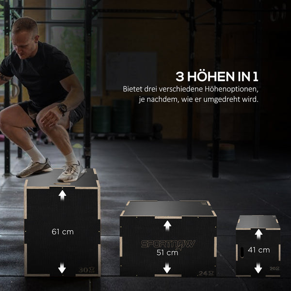 Plyo Box Sprungbox robust für Fitness bis 120kg schwarz
