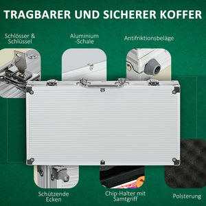 Pokerkoffer 300 Chips mit Schloss Komplettset Silber