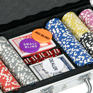 Pokerkoffer 300 Chips mit Schloss Komplettset Silber