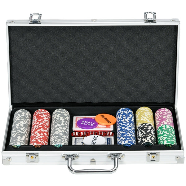 Pokerkoffer 300 Chips mit Schloss Komplettset Silber