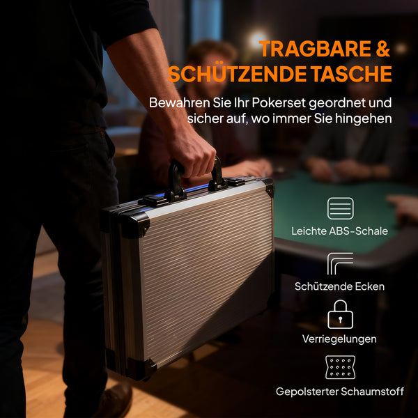 Pokerkoffer Set mit 400 Chips 2 Kartendecks und Zubehör