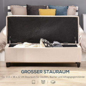 Polsterbank Sitzbank mit Stauraum und Knopfheftung beige