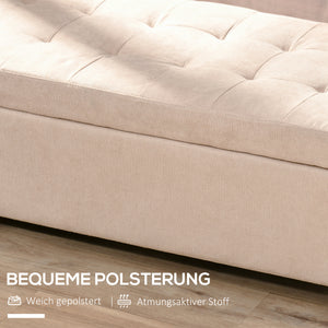 Polsterbank Sitzbank mit Stauraum und Knopfheftung beige