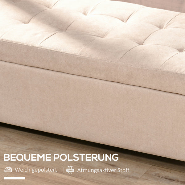 Polsterbank Sitzbank mit Stauraum und Knopfheftung beige