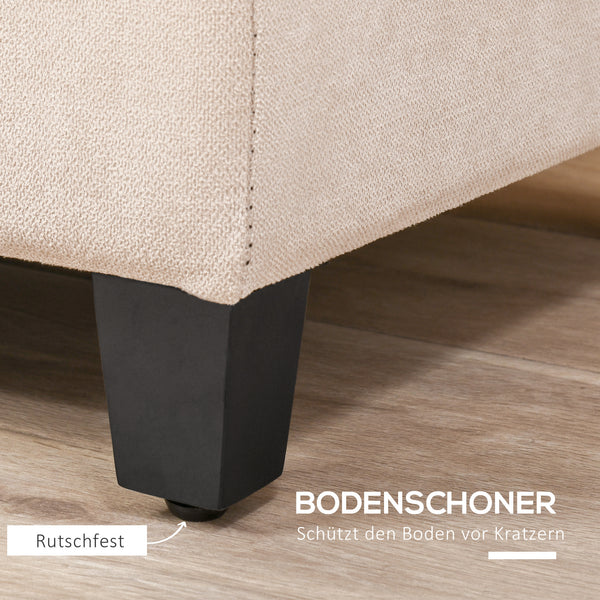 Polsterbank Sitzbank mit Stauraum und Knopfheftung beige
