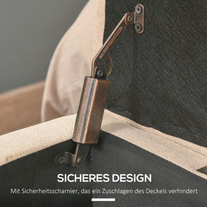 Polsterbank Sitzbank mit Stauraum und Knopfheftung beige