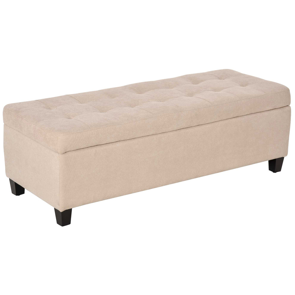 Polsterbank Sitzbank mit Stauraum und Knopfheftung beige