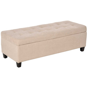 Polsterbank Sitzbank mit Stauraum und Knopfheftung beige