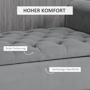Polsterbank Samtoptik mit Stauraum 126x48.5x47cm Grau