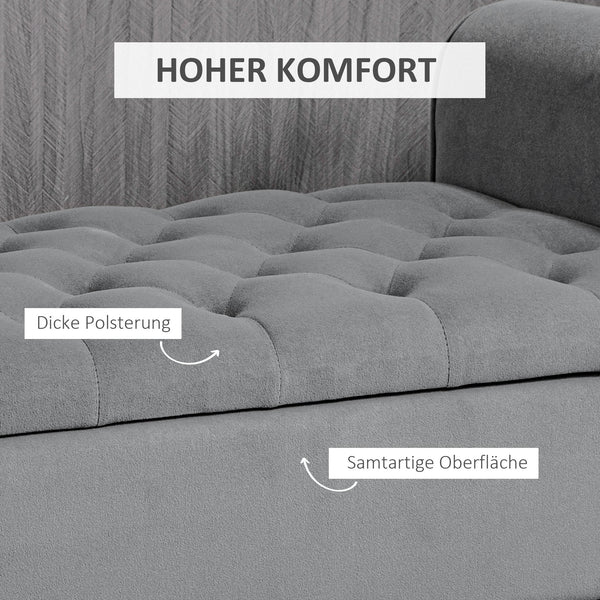 Polsterbank Samtoptik mit Stauraum 126x48.5x47cm Grau