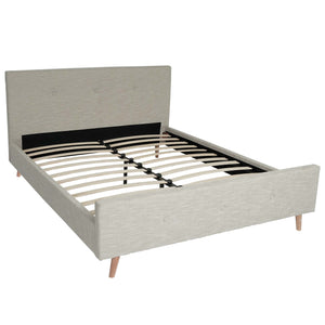 Polsterbett Doppelbett Bettgestell mit Lattenrost Massivholz 160x200cm creme-beige