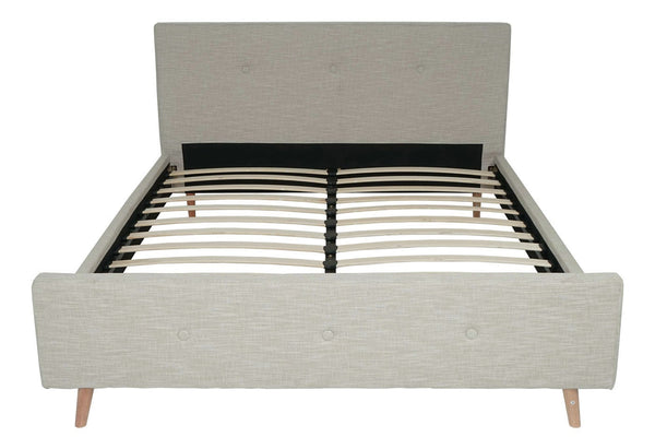 Polsterbett Doppelbett Bettgestell mit Lattenrost Massivholz 160x200cm creme-beige