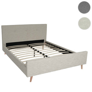 Polsterbett Doppelbett Bettgestell mit Lattenrost Massivholz 160x200cm creme-beige