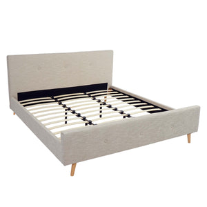 Polsterbett Doppelbett Bettgestell mit Lattenrost Massivholz 180x200cm creme-beige