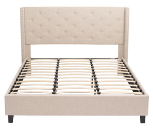 Polsterbett Doppelbett Bettgestell mit Lattenrost Massivholz 180x200cm creme-beige