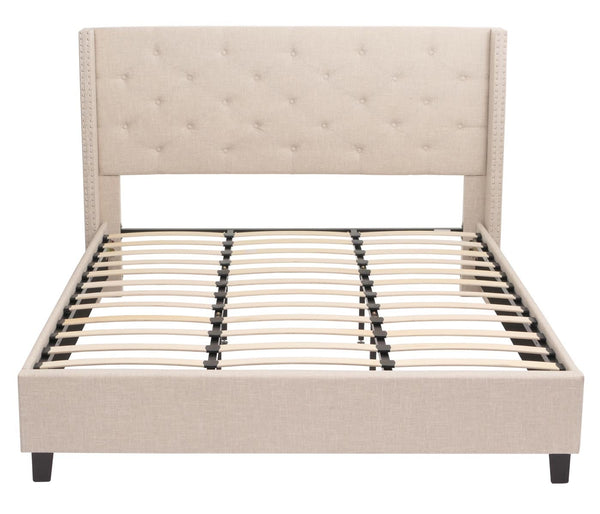 Polsterbett Doppelbett Bettgestell mit Lattenrost Massivholz 180x200cm creme-beige