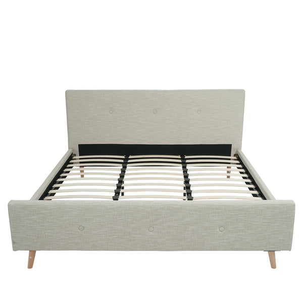 Polsterbett Doppelbett Bettgestell mit Lattenrost Massivholz 180x200cm creme-beige