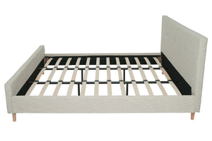 Polsterbett Doppelbett Bettgestell mit Lattenrost Massivholz 180x200cm creme-beige