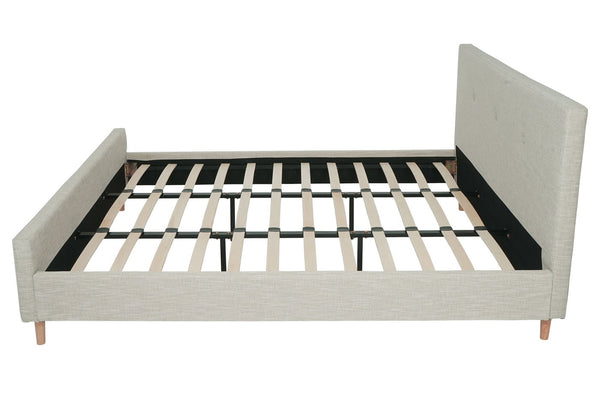 Polsterbett Doppelbett Bettgestell mit Lattenrost Massivholz 180x200cm creme-beige