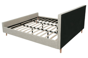 Polsterbett Doppelbett Bettgestell mit Lattenrost Massivholz 180x200cm creme-beige