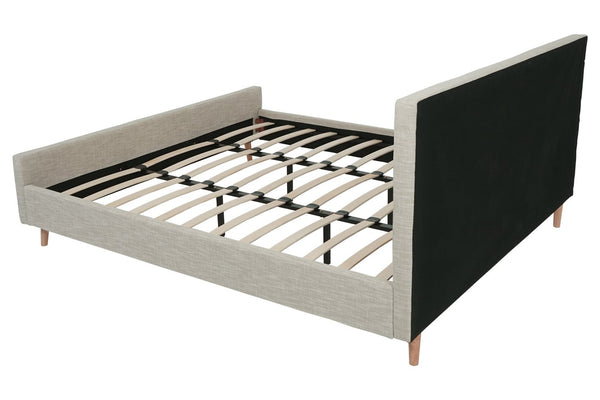 Polsterbett Doppelbett Bettgestell mit Lattenrost Massivholz 180x200cm creme-beige
