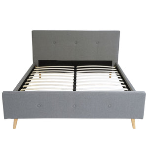 Polsterbett Doppelbett Bettgestell mit Lattenrost Massivholz 160x200cm grau