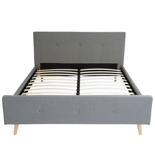Polsterbett Doppelbett Bettgestell mit Lattenrost Massivholz 160x200cm grau