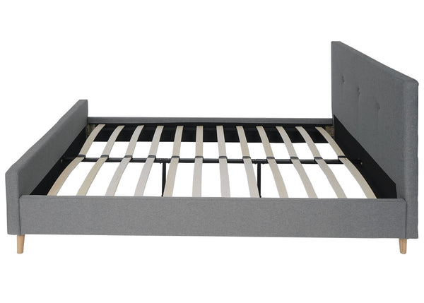 Polsterbett Doppelbett Bettgestell mit Lattenrost Massivholz 160x200cm grau