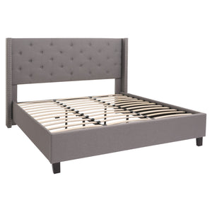 Polsterbett Doppelbett Bettgestell mit Lattenrost Massivholz 180x200cm grau