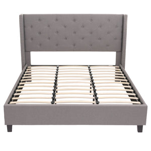 Polsterbett Doppelbett Bettgestell mit Lattenrost Massivholz 180x200cm grau