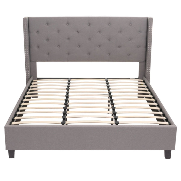 Polsterbett Doppelbett Bettgestell mit Lattenrost Massivholz 180x200cm grau