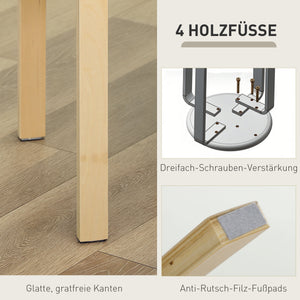 Polsterhocker 4er Set stapelbar mit Holzbeinen cremeweiss