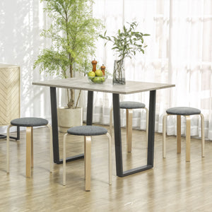 Polsterhocker 4er Set stapelbar mit Holzbeinen grau
