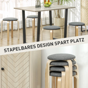Polsterhocker 4er Set stapelbar mit Holzbeinen grau