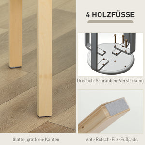 Polsterhocker 4er Set stapelbar mit Holzbeinen grau