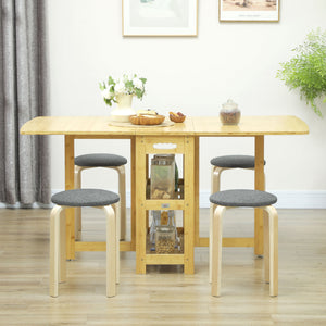 Polsterhocker 4er Set stapelbar mit Holzbeinen grau