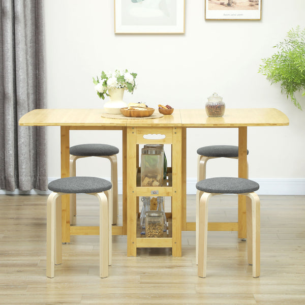 Polsterhocker 4er Set stapelbar mit Holzbeinen grau