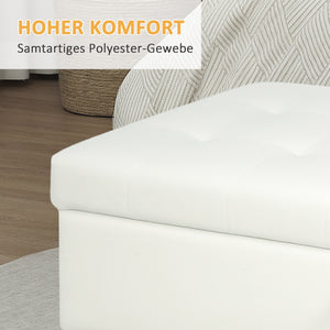 Polsterhocker mit Stauraum und Holzbeinen cremeweiss