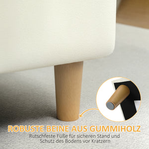 Polsterhocker mit Stauraum und Holzbeinen cremeweiss