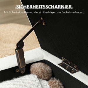 Polsterhocker mit Stauraum und Holzbeinen cremeweiss