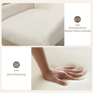 Polstersessel drehbar mit Fleece Bezug und Metallgestell cremeweiss