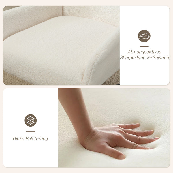 Polstersessel drehbar mit Fleece Bezug und Metallgestell cremeweiss