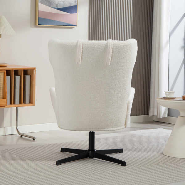 Polstersessel drehbar mit Fleece Bezug und Metallgestell cremeweiss